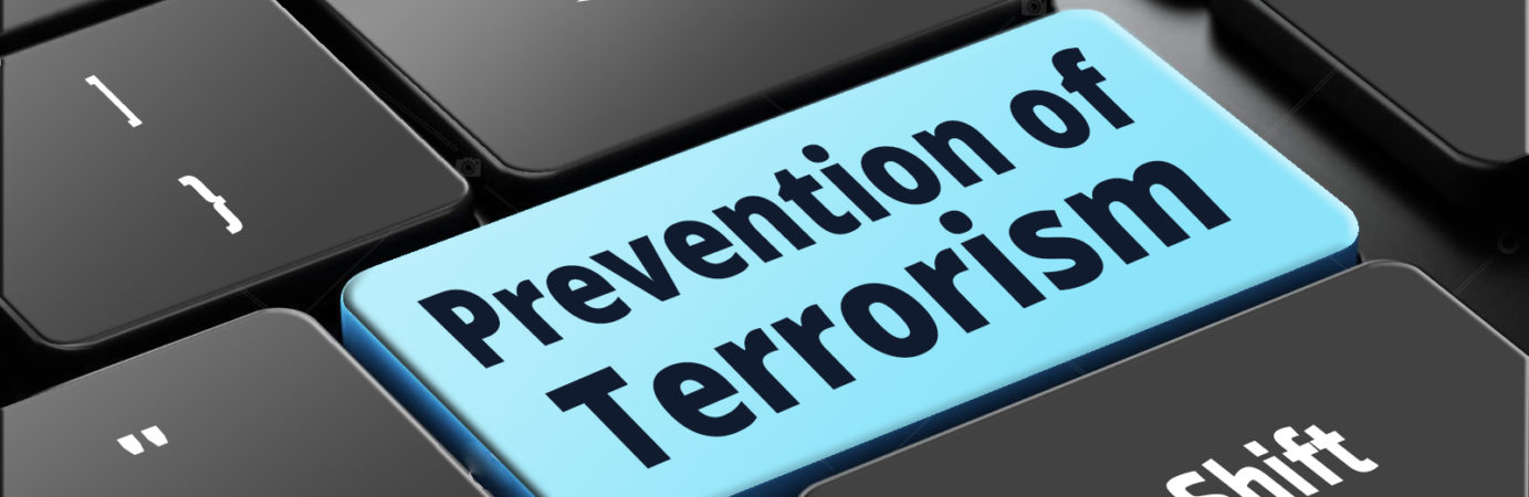Politics concept: Threat Of Terrorism on computer keyboard background Politics concept: computer keyboard with word Threat Of Terrorism, selected focus on enter button background, 3D rendering